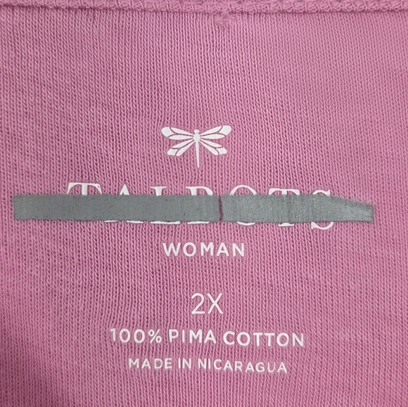 Talbots Bateau Neck Plus Size 2X Pink 3/4 Sleeve 100% Pima Cotton Tee Top - Picture 5 of 7
